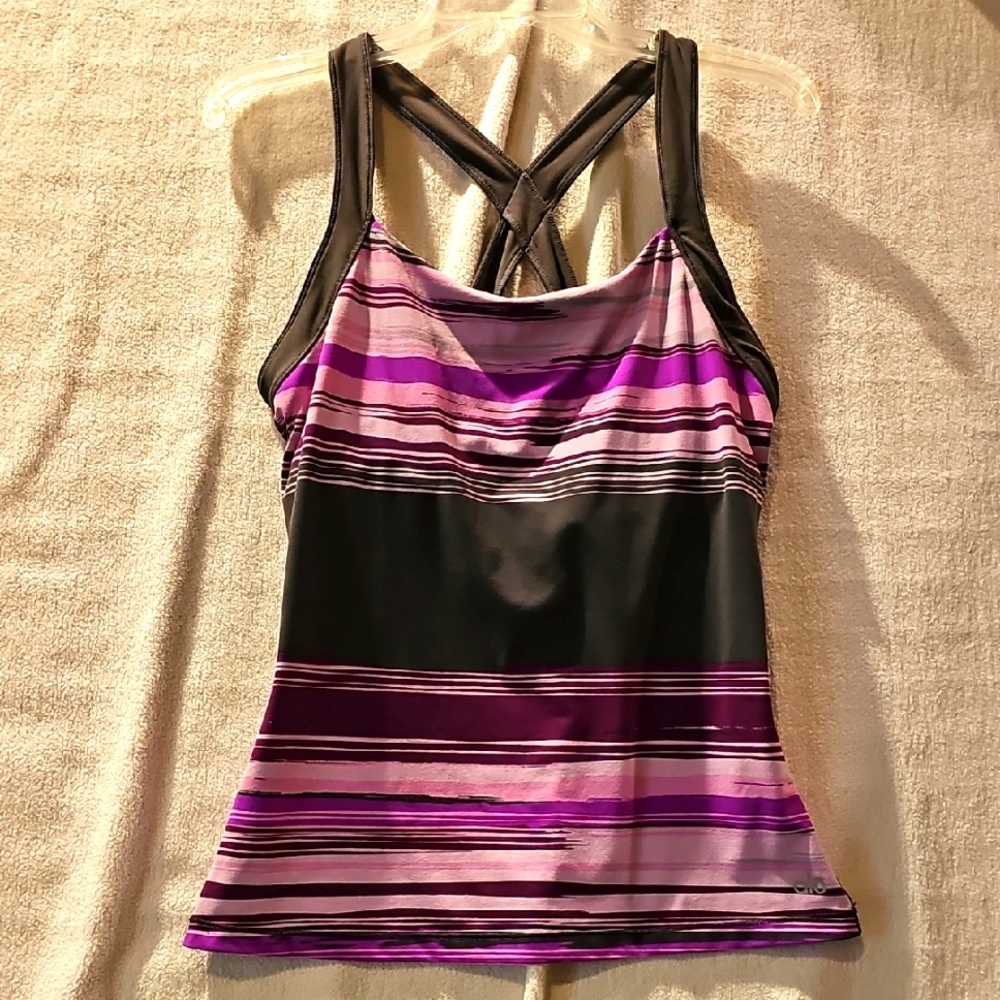 Women's L Alo Yoga Tank Pink Purple Gray
